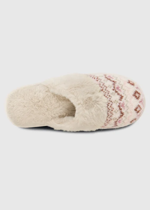 Totes Toasties Ladies Fair Isle Knit Mule Slippers - Size 3-4 Image 5