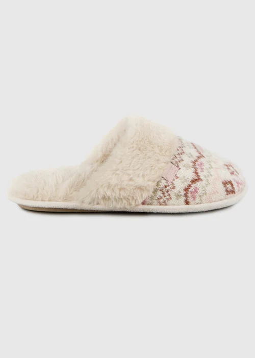 Totes Toasties Ladies Fair Isle Knit Mule Slippers - Size 3-4 Image 4