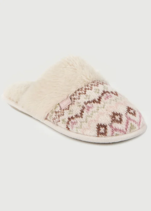 Totes Toasties Ladies Fair Isle Knit Mule Slippers - Size 3-4 Image 3