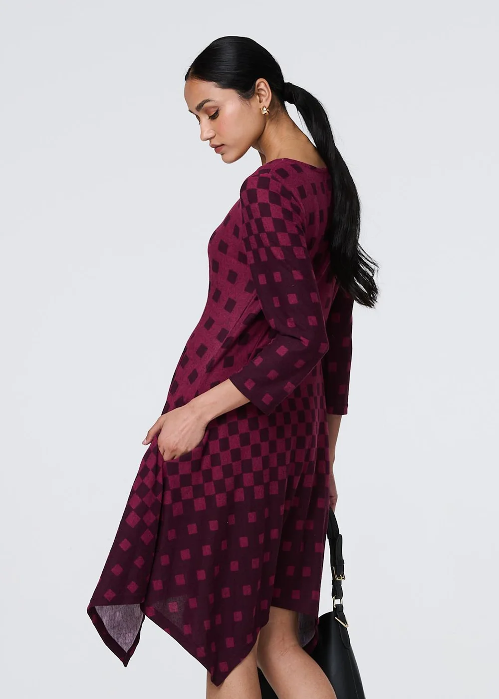Izabel London Purple Geo Print Hanky Hem Midi Dress - 8 Image 2