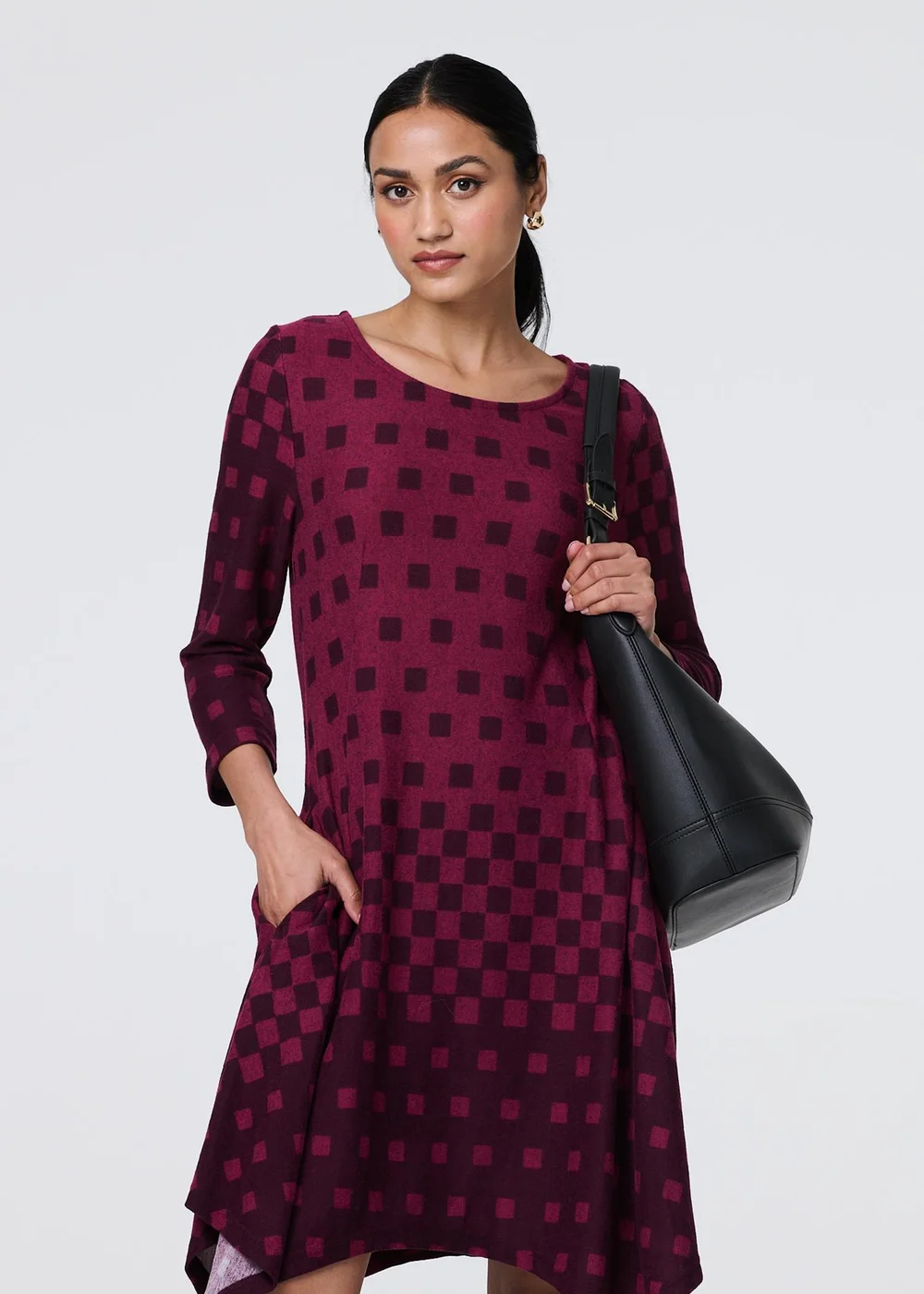 Izabel London Purple Geo Print Hanky Hem Midi Dress - 8 Image 4