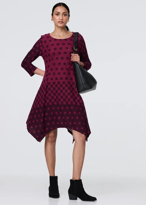 Izabel London Purple Geo Print Hanky Hem Midi Dress - 8 Image 1