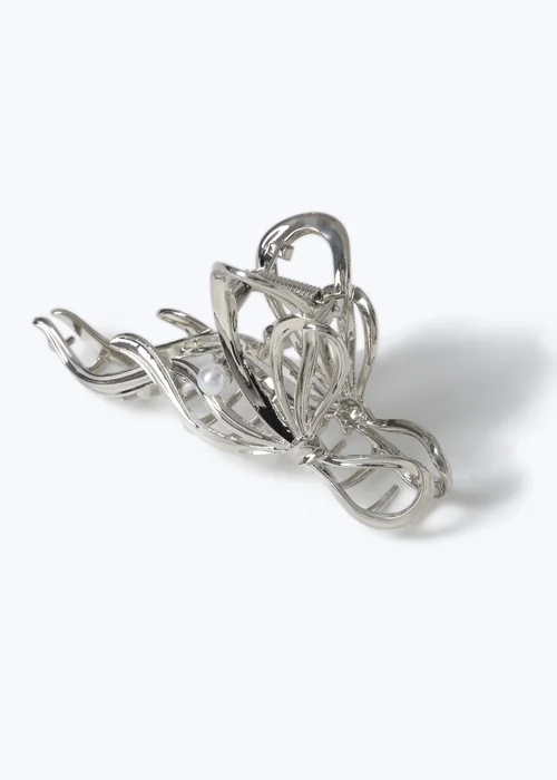 Muse Silver Metal Bow Hair Claw - One Size Image 1