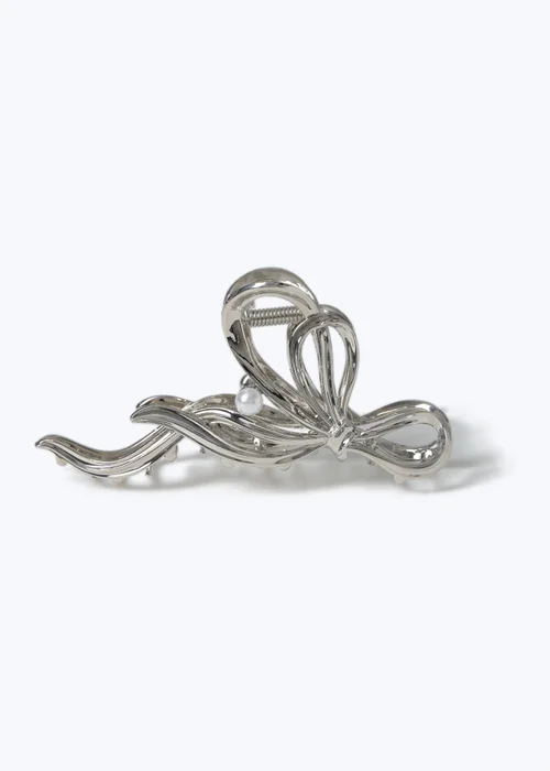 Muse Silver Metal Bow Hair Claw - One Size Image 2