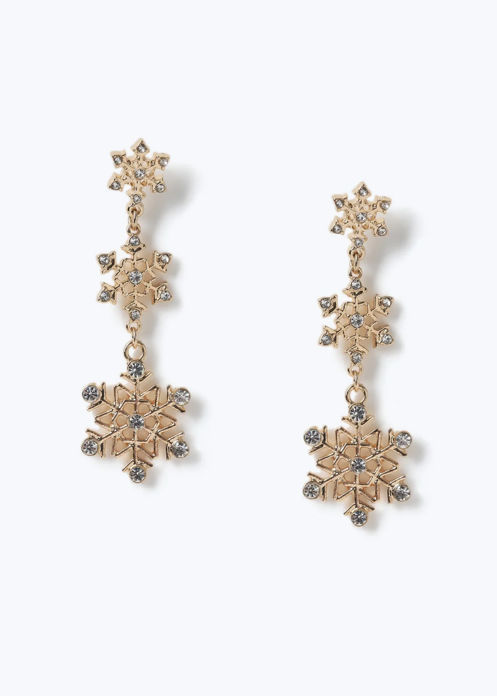 Muse Gold Christmas Multi Snowflake Earring - One Size Image 1