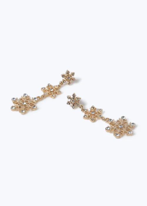 Muse Gold Christmas Multi Snowflake Earring - One Size Image 2