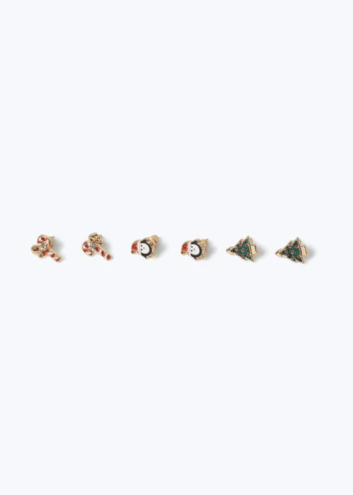 Muse 3 Pack Gold Christmas Novelty Penguin Earrings - One Size Image 2