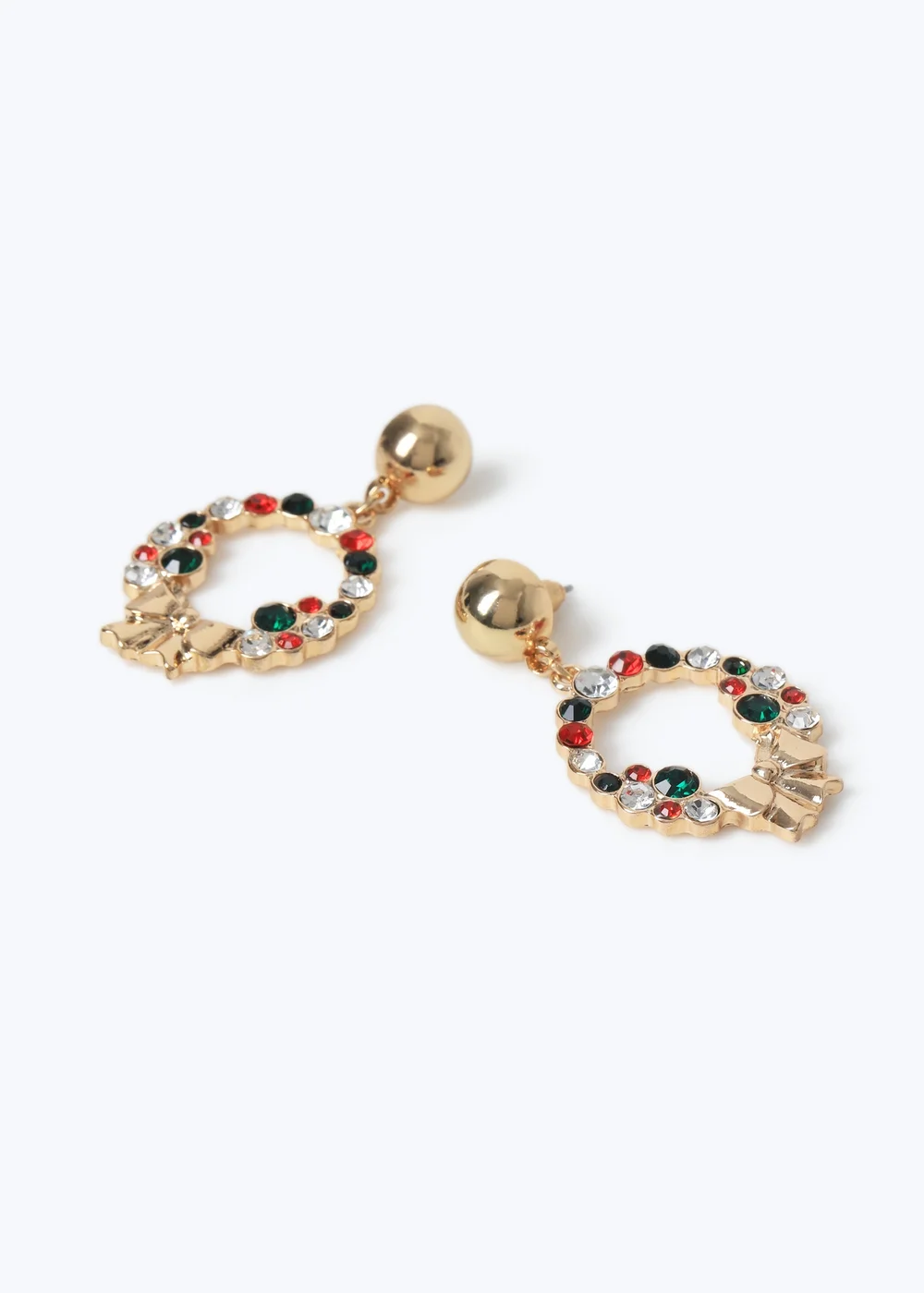 Muse Gold Christmas Gem Wreath Earring - One Size Image 1
