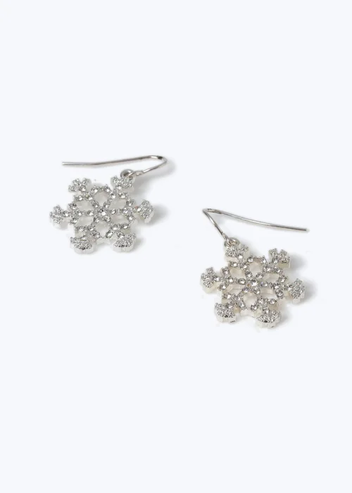 Muse Christmas Snowflake Earring Silver - One Size Image 2