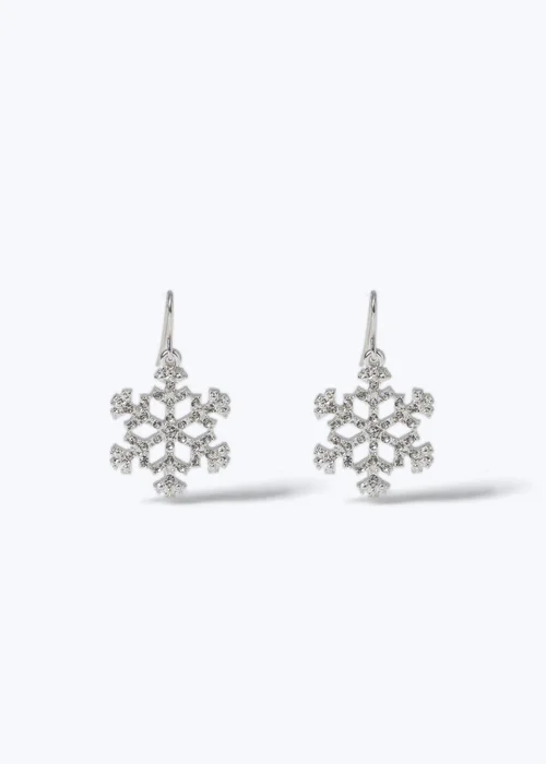Muse Christmas Snowflake Earring Silver - One Size Image 1