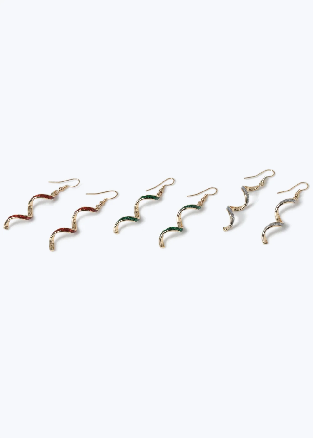 Muse 3 Pack Multicolour Christmas Spiral Earrings - One Size Image 2