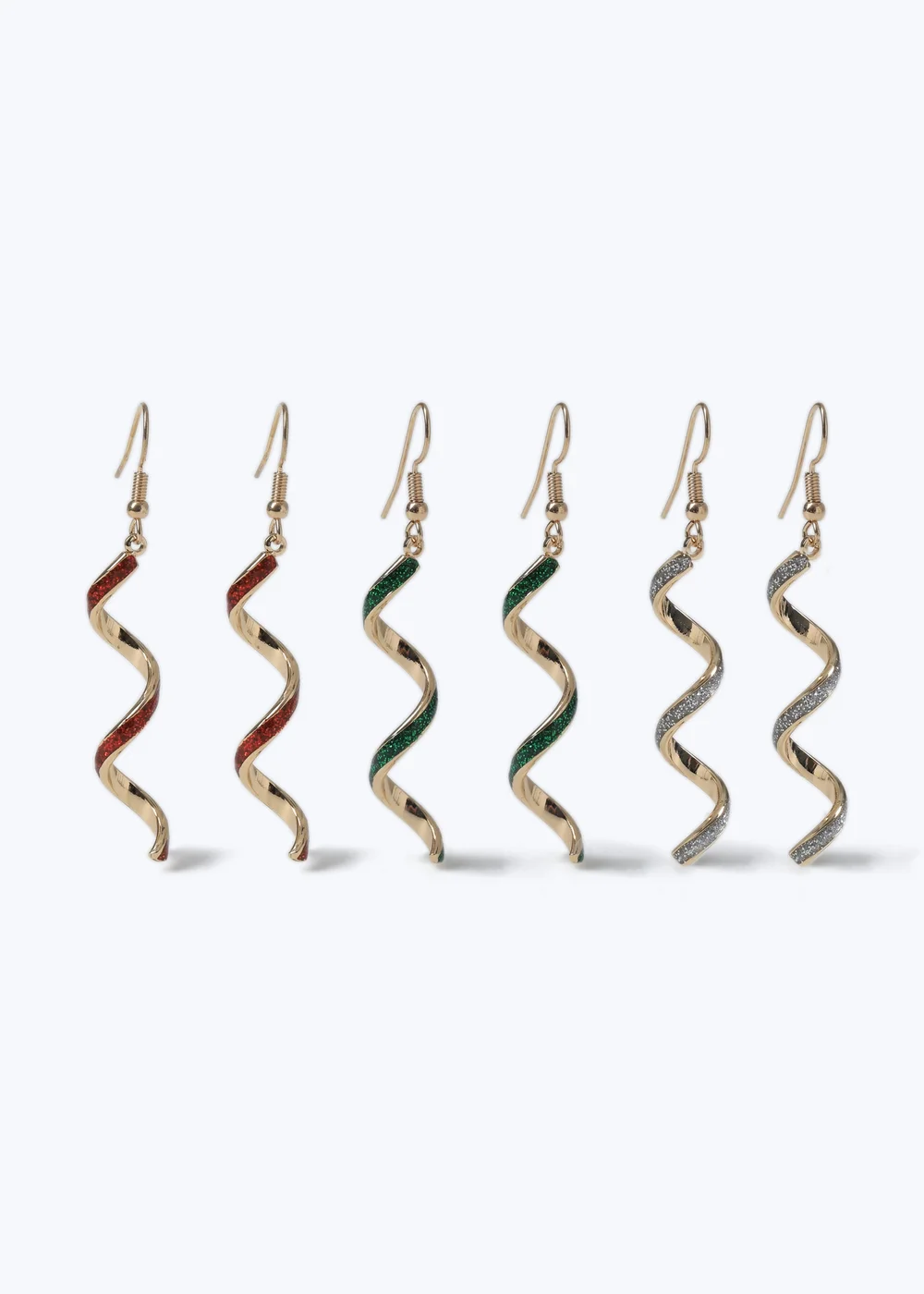 Muse 3 Pack Multicolour Christmas Spiral Earrings - One Size Image 1