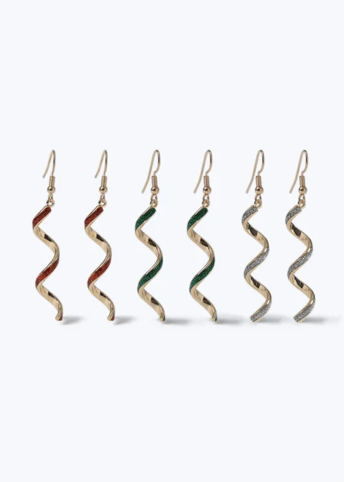 Muse 3 Pack Multicolour Christmas Spiral Earrings - One Size Image 1