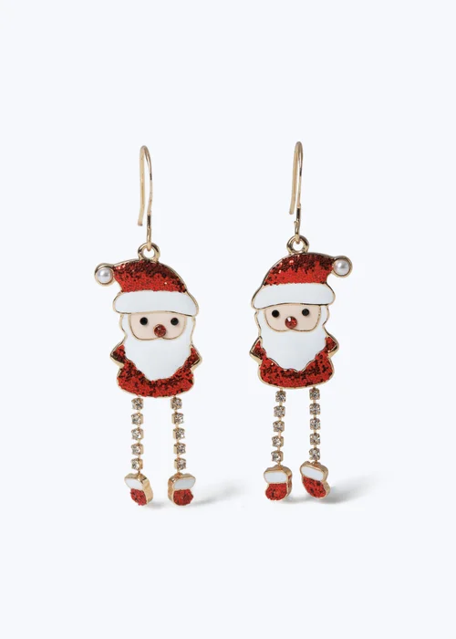 Muse Gold Christmas Santa Earrings - One Size Image 1