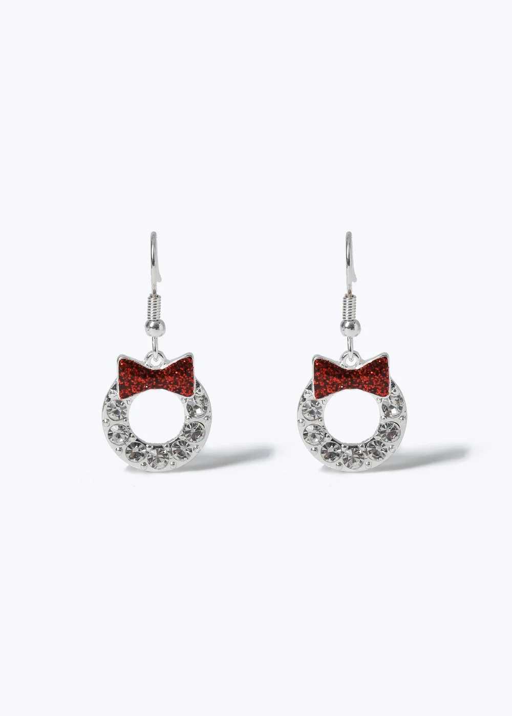 Muse Silver Christmas Bow Wreath Earring - One Size Image 1