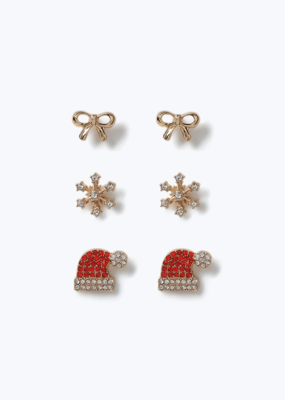 Muse 3 Pack Gold Christmas Santa Hat Earrings - One Size Image 1