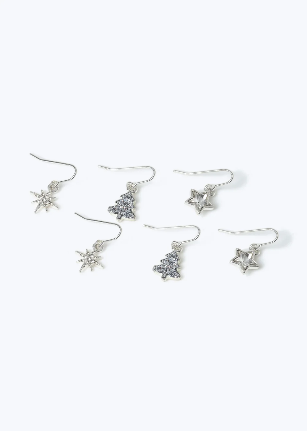 Muse 3 Pack Silver Christmas Classy Tree Earrings - One Size Image 1