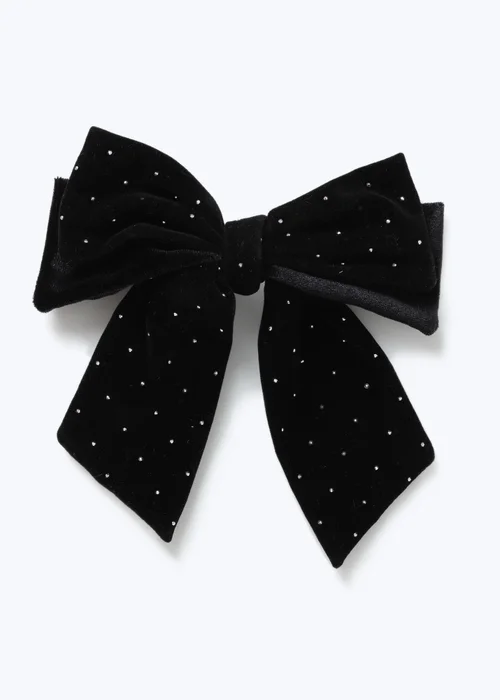 Muse Black Velvet Sparkle Hair Bow - One Size Image 1