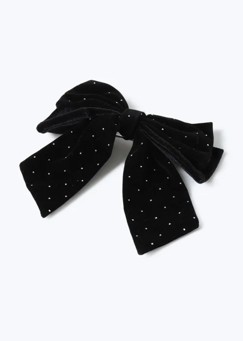 Muse Black Velvet Sparkle Hair Bow - One Size Image 2