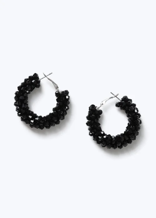 Muse Black Facet Hoop Earring - One Size Image 1