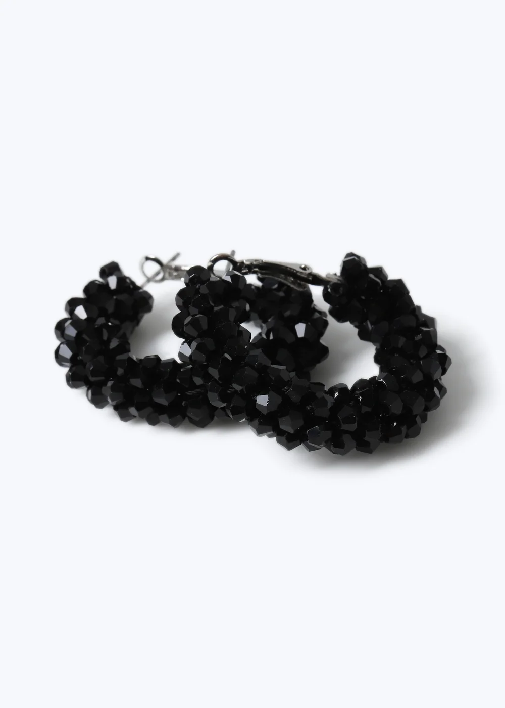 Muse Black Facet Hoop Earring - One Size Image 2