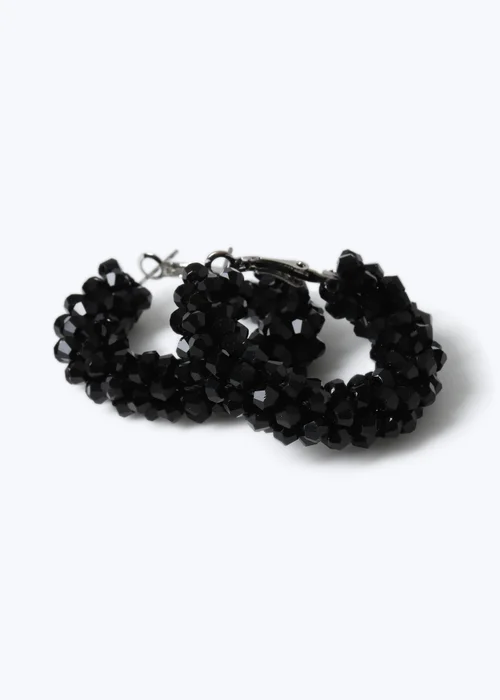 Muse Black Facet Hoop Earring - One Size Image 2