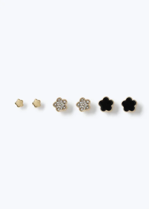 Muse Black Flower Stud Earring Multipack - One Size Image 1