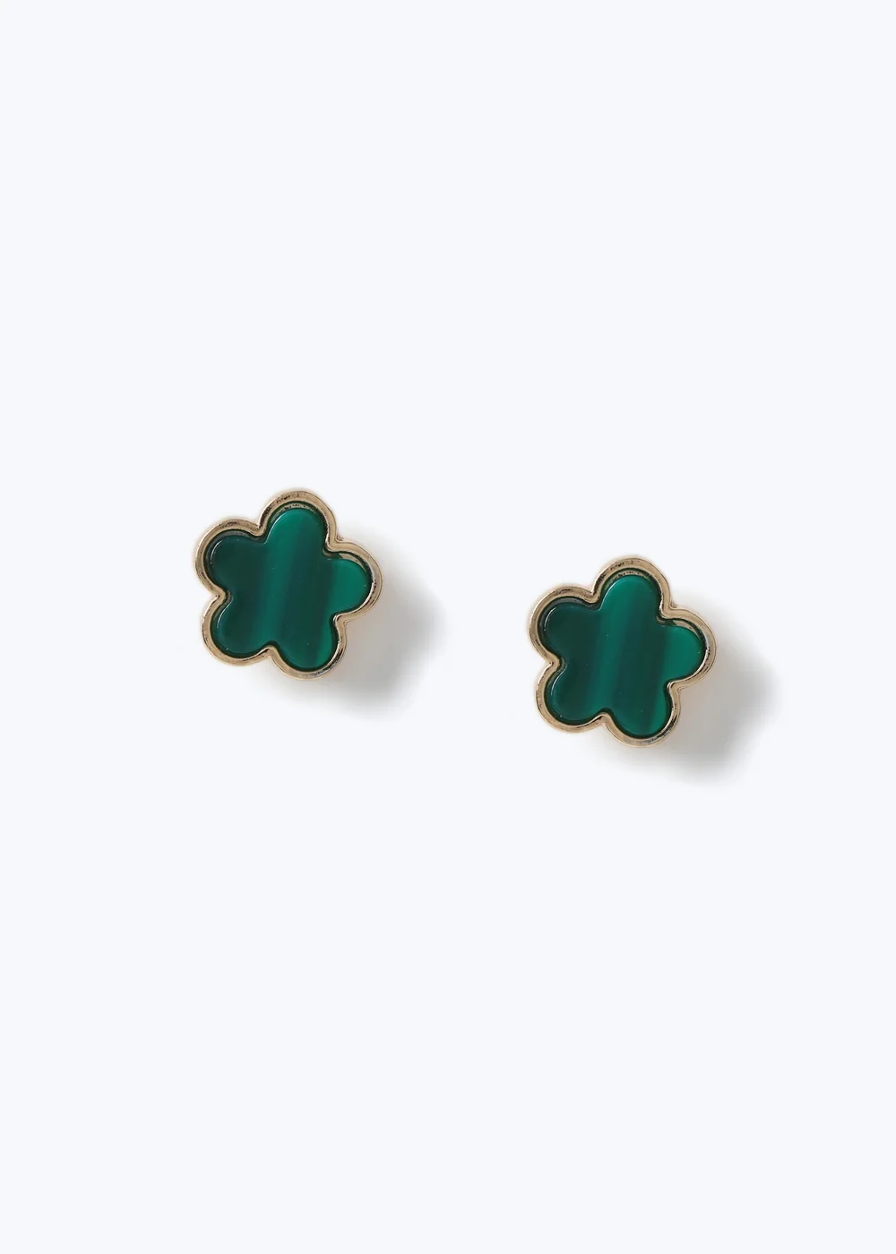Muse Green Gold Flower Stud Earrings - One Size Image 1