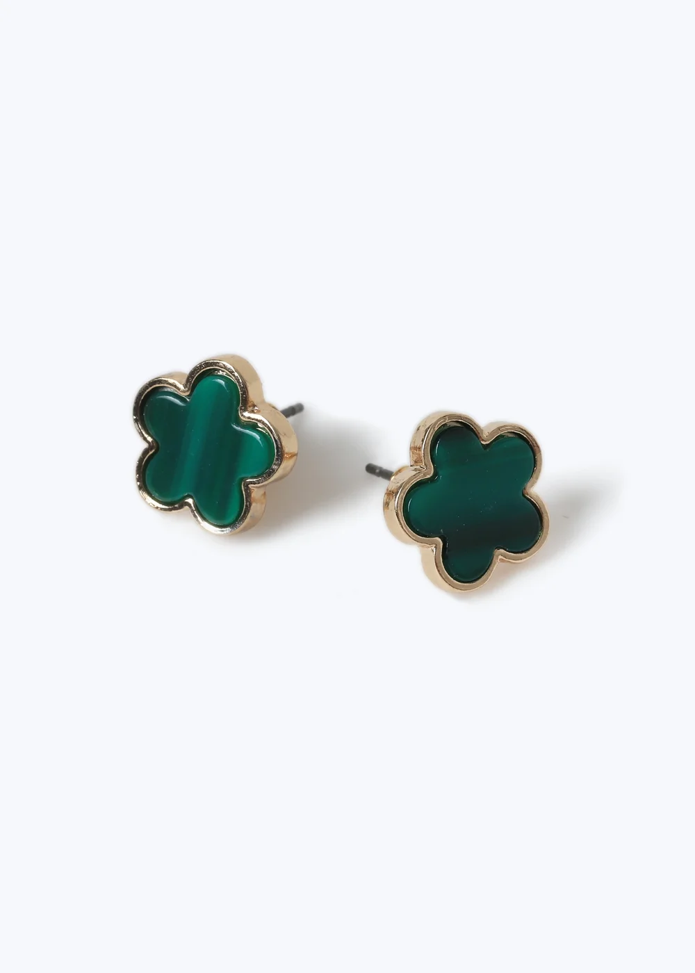 Muse Green Gold Flower Stud Earrings - One Size Image 2