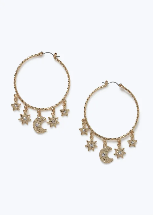 Muse Gold Star And Moon Hoop Earring - One Size Image 1