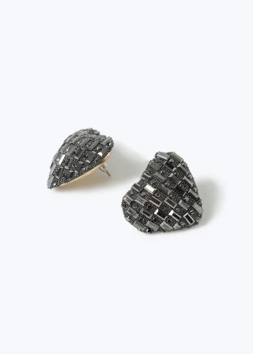 Muse Gunmetal Mosaic Disco Large Heart Stud Earring - One Size Image 2