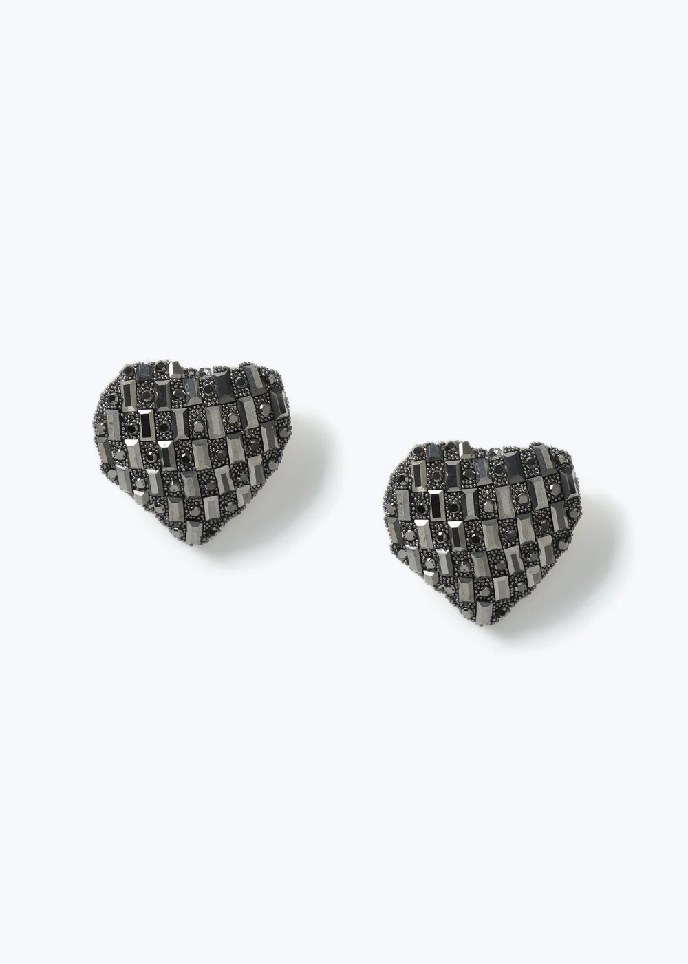 Muse Gunmetal Mosaic Disco Large Heart Stud Earring - One Size Image 1