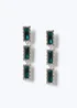 Muse Green Rectangle Crystal Drop Earring Silver - One Size Image 1