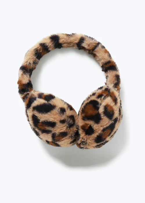 Muse Leopard Fluffy Ear Muffs - One Size Image 1