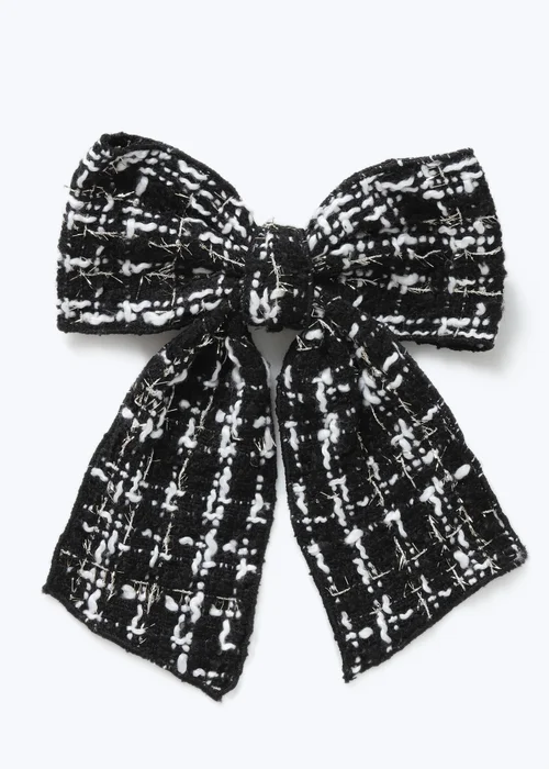 Muse Black Tweed Hair Bow - One Size Image 1