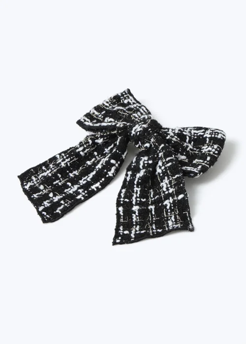 Muse Black Tweed Hair Bow - One Size Image 2