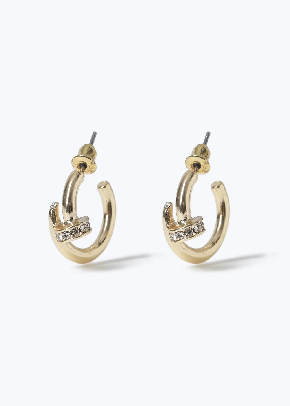 Muse Gold Nail Style Hoop Earring - One Size Image 1