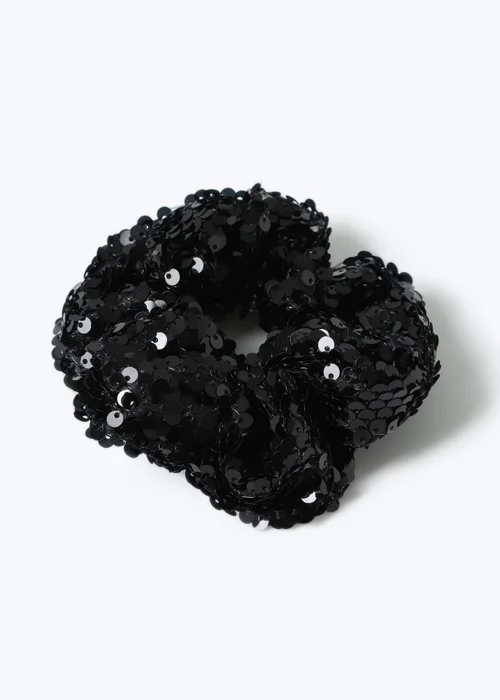 Muse Black Sequin Scrunchie - One Size Image 1