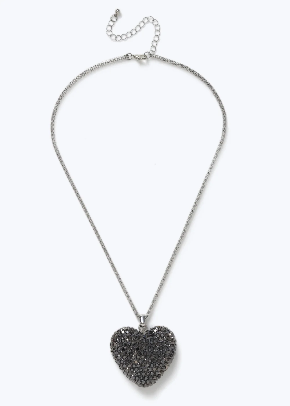 Muse Large Silver Sparkle Heart Necklace - One Size Image 1