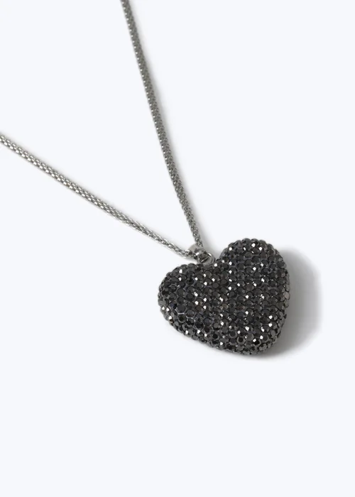 Muse Large Silver Sparkle Heart Necklace - One Size Image 2