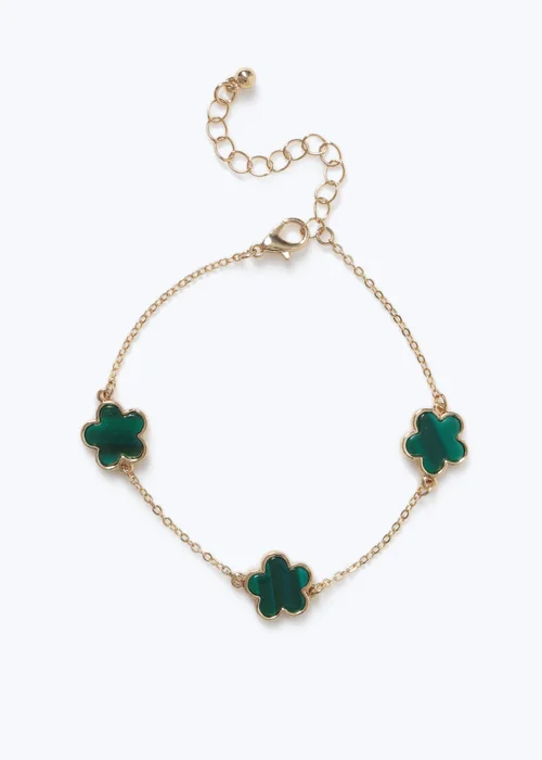 Muse Green Gold Flower Bracelet - One Size Image 1