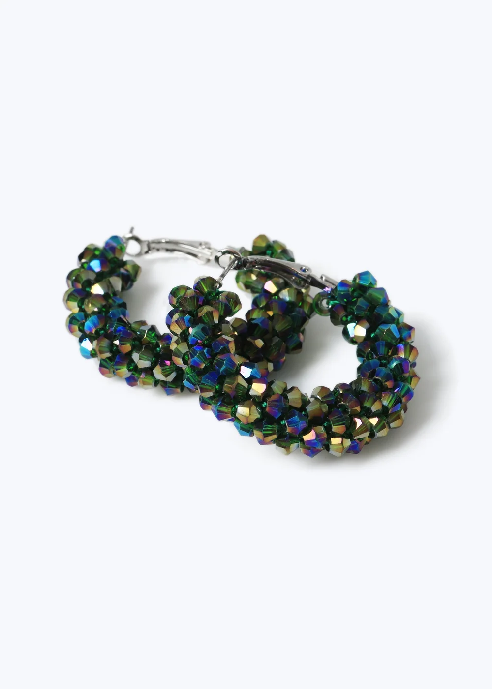 Muse Green Facet Hoop Earring Green - One Size Image 2