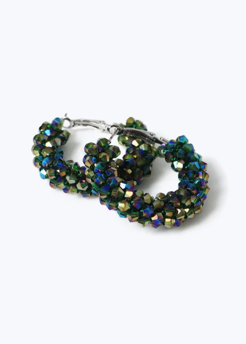 Muse Green Facet Hoop Earring Green - One Size Image 2