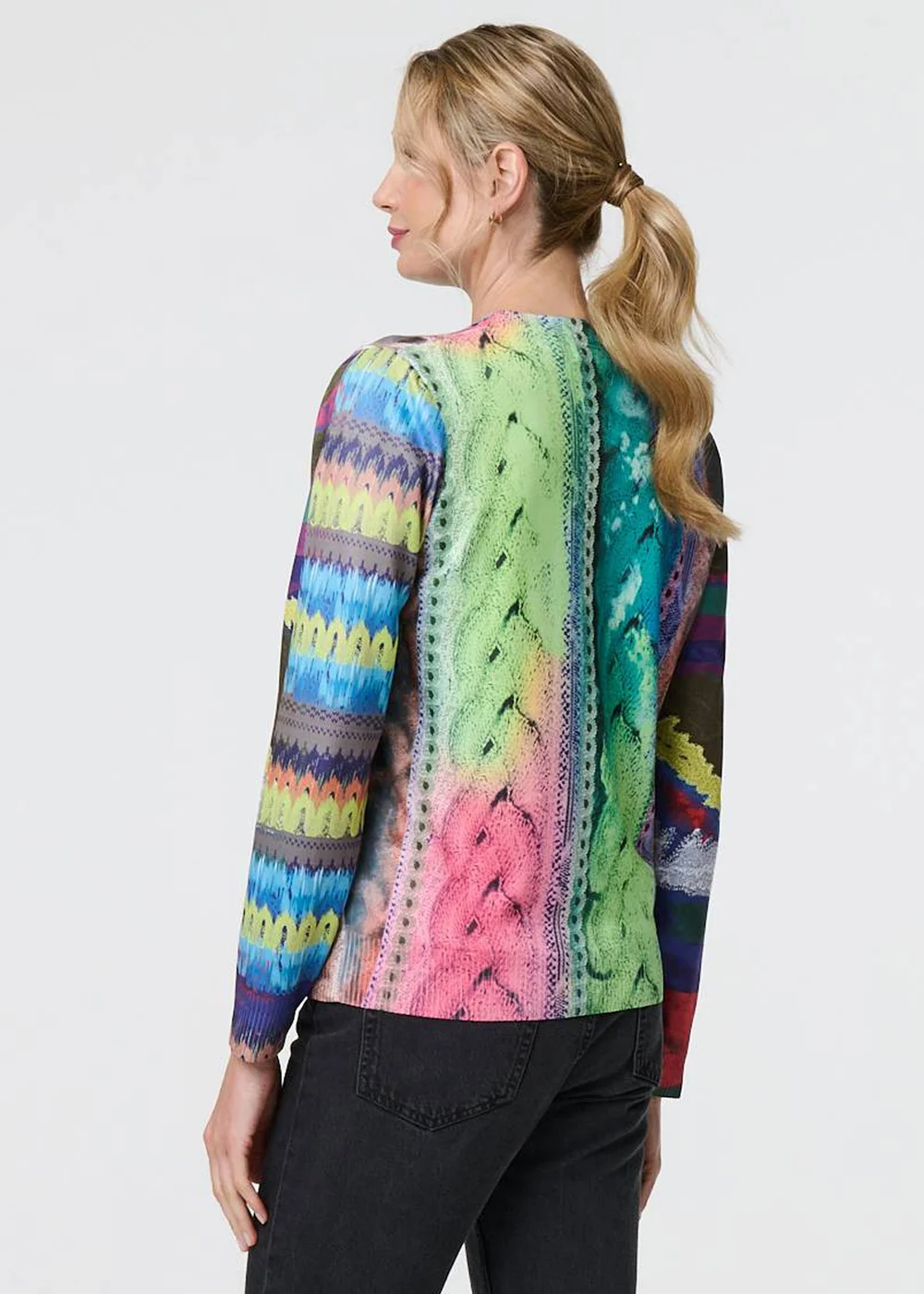 Izabel London Orange Knit Print Long Sleeve Jumper - 8 Image 2