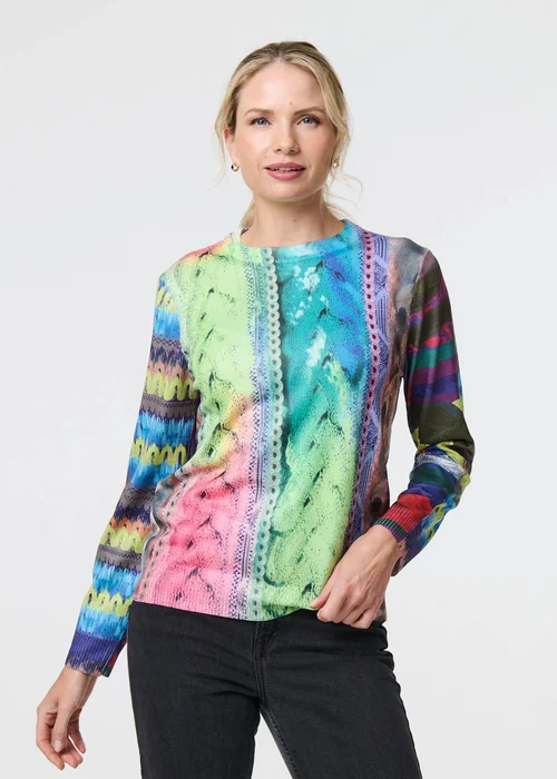 Izabel London Orange Knit Print Long Sleeve Jumper - 8 Image 4