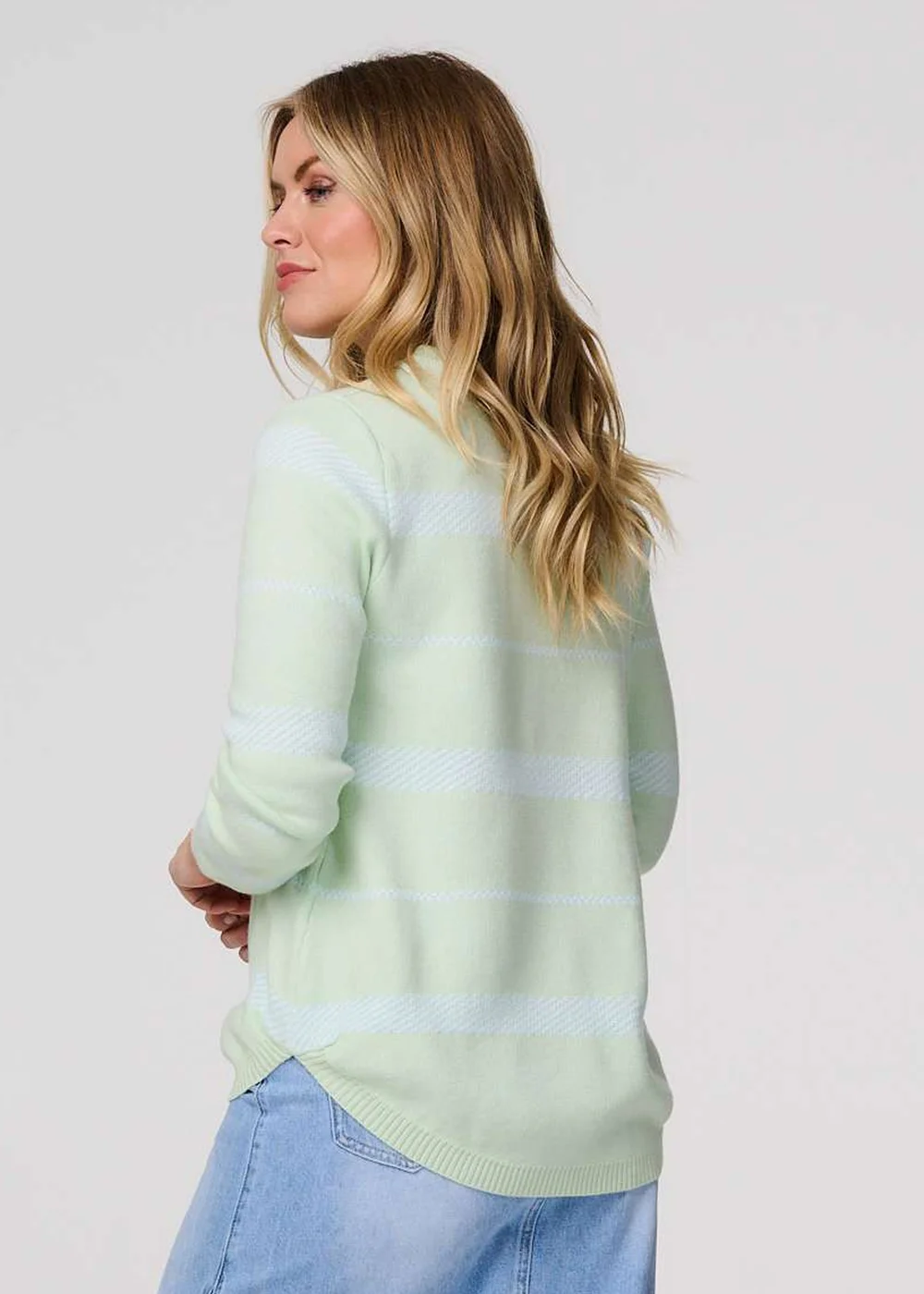 Izabel London Green Stripe Print Long Sleeve Jumper - 8 Image 2