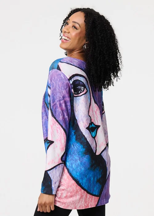 Izabel London Blue Abstract Sequin Detail Tunic Top - Small/Medium Image 3