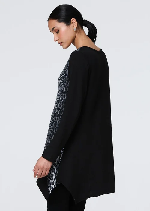 Izabel London Black Animal Print Asymmetric Hem Tunic - 8 Image 2