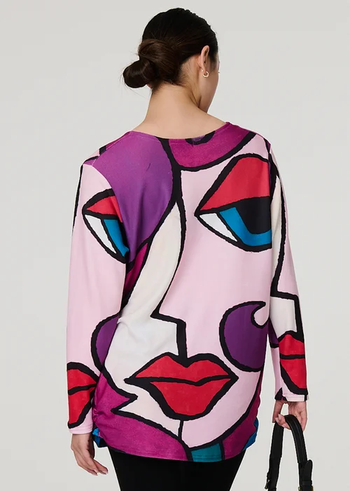 Izabel London Red Abstract Diamante Detail Tunic Top - Small/Medium Image 3
