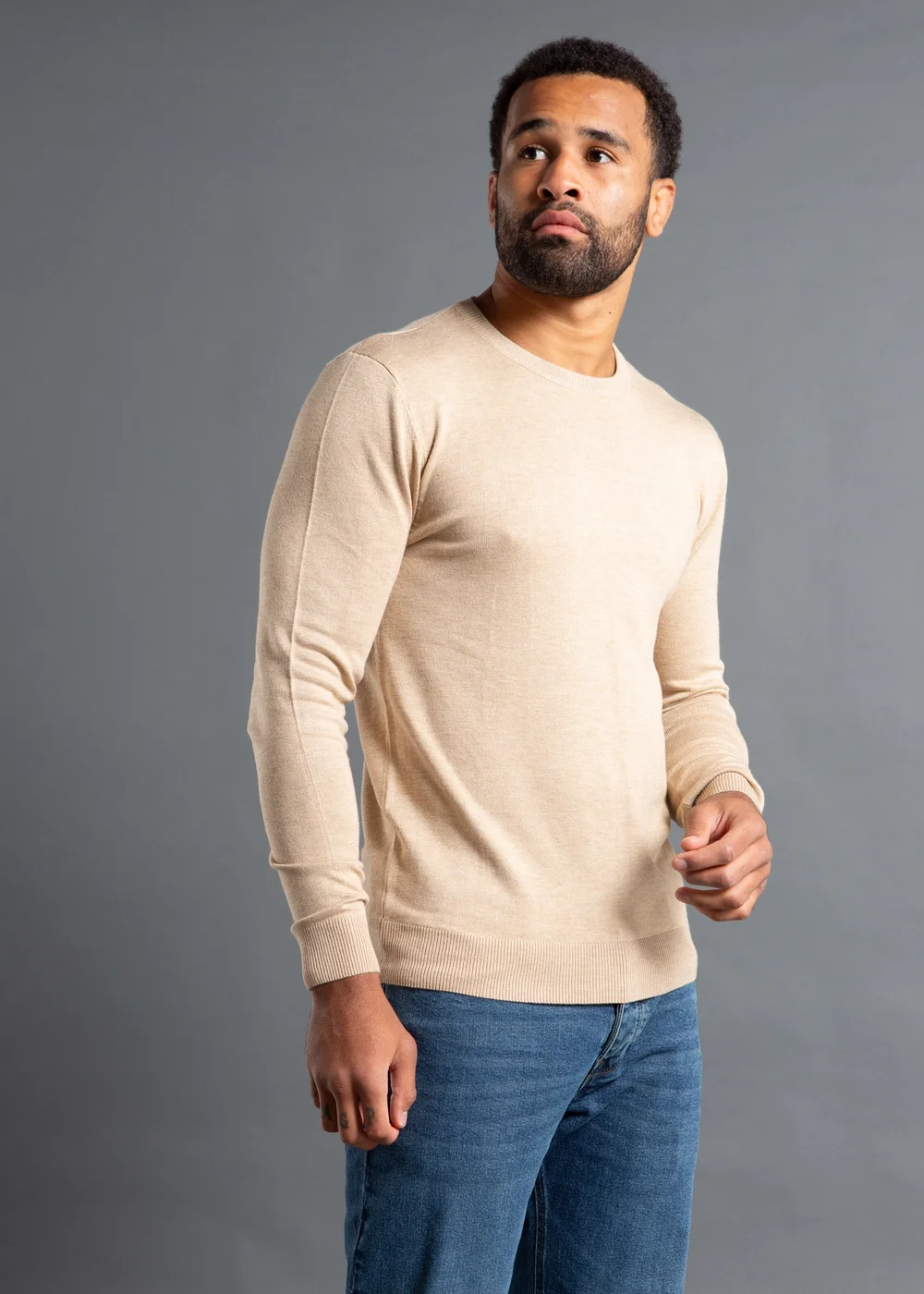 French Connection Camel Crew Neck Knitted Jumper - S Image 1